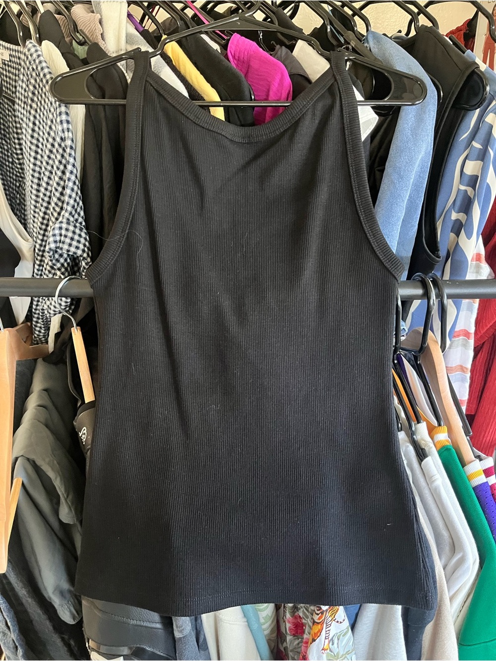 Zara Black Ribbed High-Neck Tank Top — Classic Everyday Layering